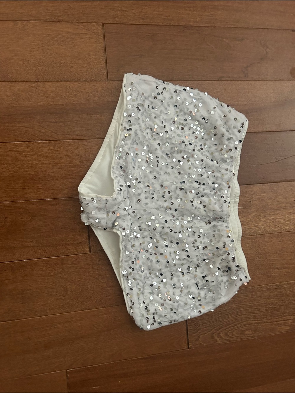 SHEIN White Sequin High Waist Women's Shorts